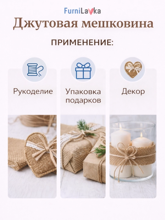 Мешковина 5 м рулон 2,5/5/10 см джутовая лента для декора и упаковки