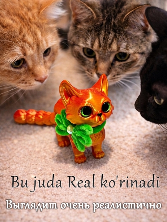 3D harakatlanuvchi mushukcha Muffin, stressga qarshi o'yinchoq