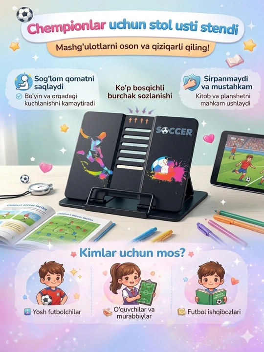 Kitob,planshet,darsliklar uchun stend
