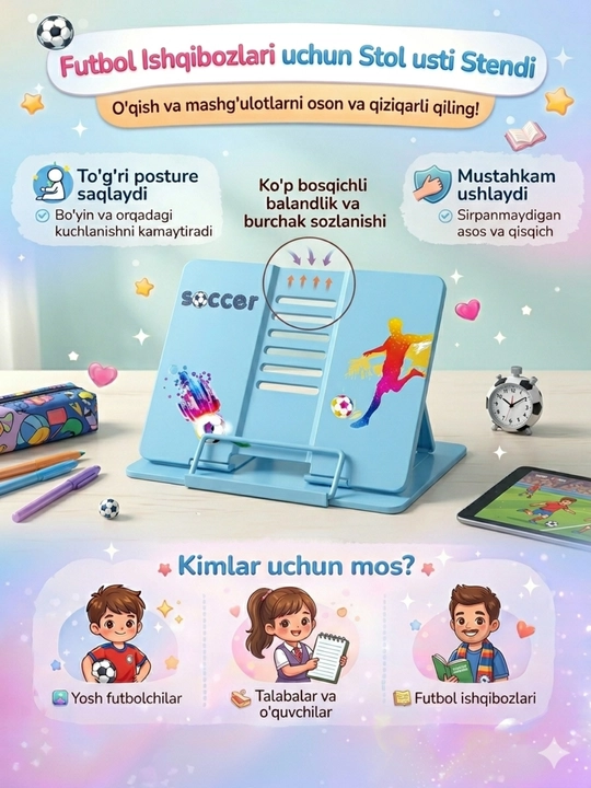 Kitob,planshet,darsliklar uchun stend