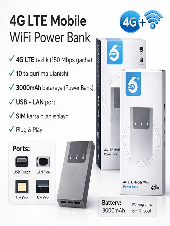 4G LTE Mobile Wifi Power Bank  - 
