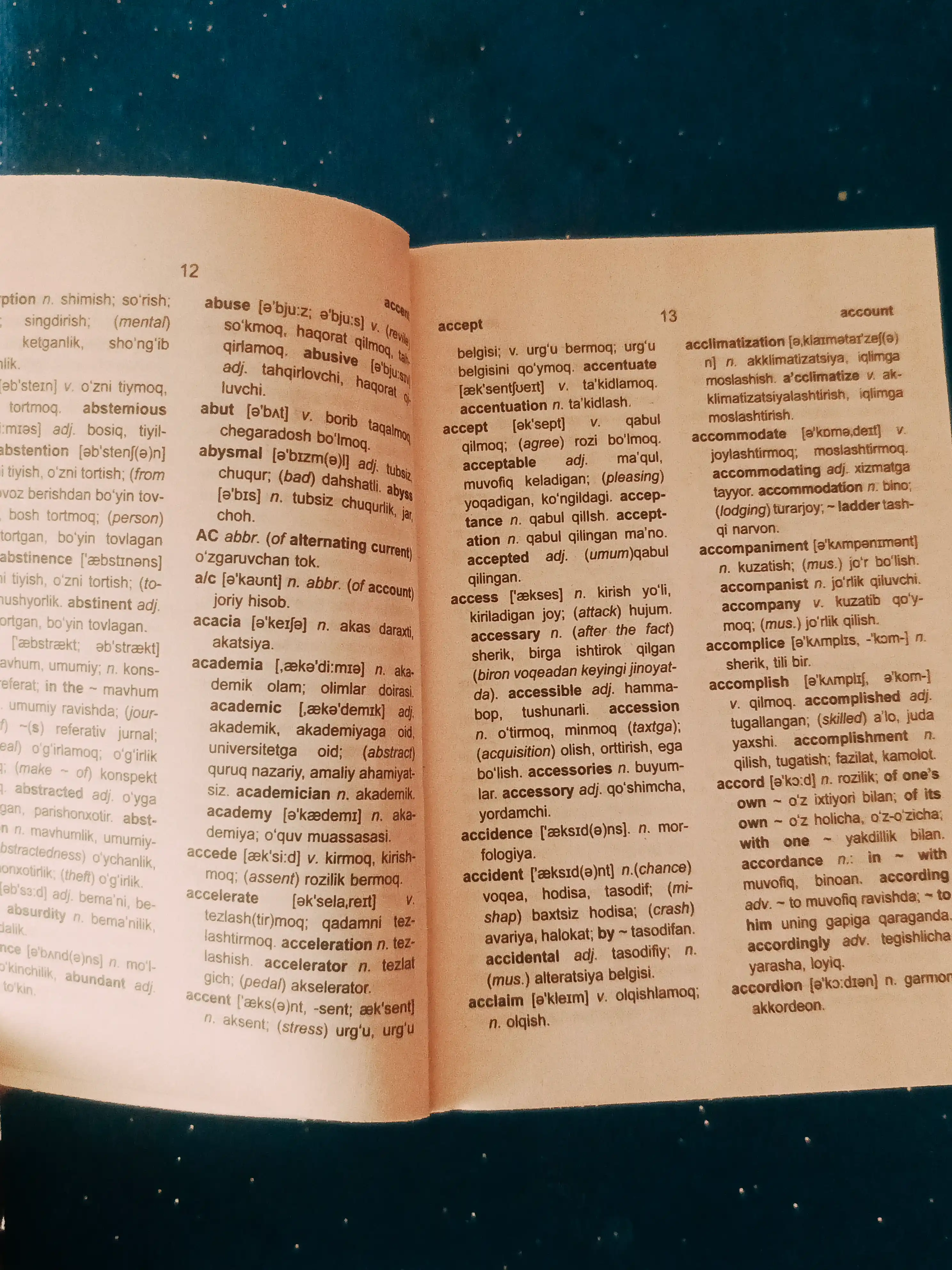 O'zbekcha, ruscha, inglizcha, turkcha lug'at