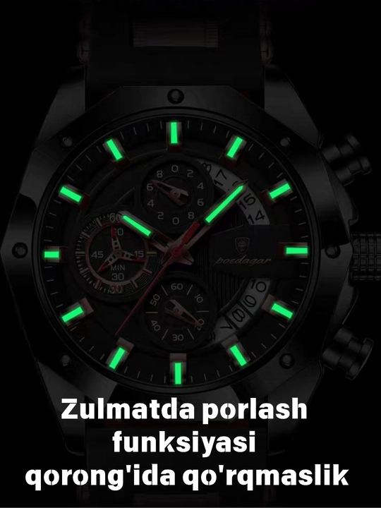 Erkaklar soati, biznes uslubi, kalendarlı, silikon tasma, kvars, davra siferblat