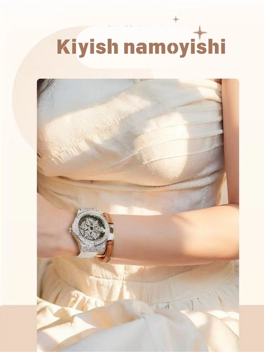 Shaffof siferblatli qor parchasi shaklidagi zamonaviy ayollar soati