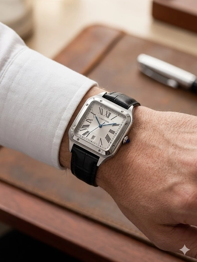 Мужские наручные часы Cartier с кожаным ремешком подойдут к любому стилю — WATCH11-72W0022-ЧЕРН