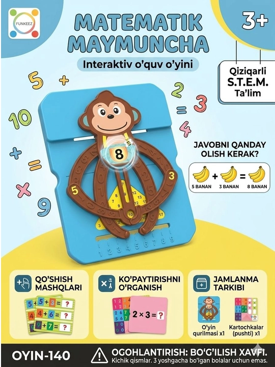 "Aqlli maymun-matematik" rivojlantiruvchi o‘yini - raqamlarni qiziqarli tarzda o‘rgatamiz - 
