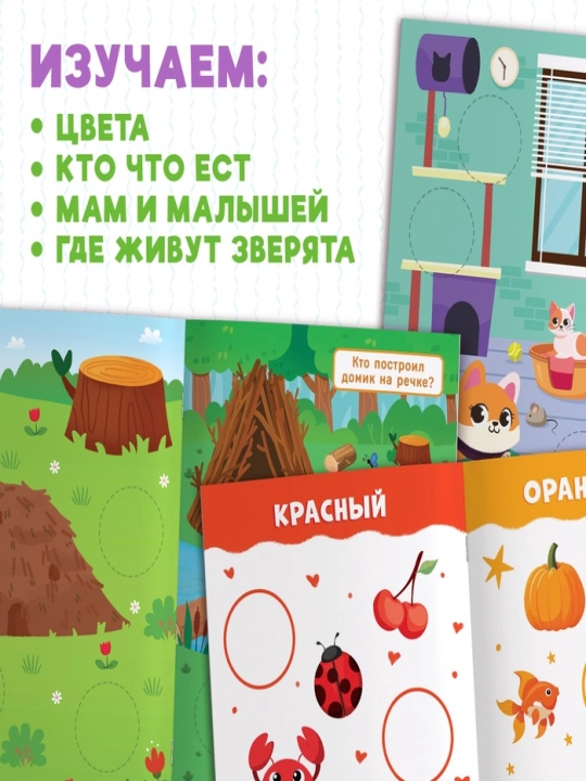 Книжки с наклейками для детей «Большие кружочки», по 10 стр., 30 стикеров
