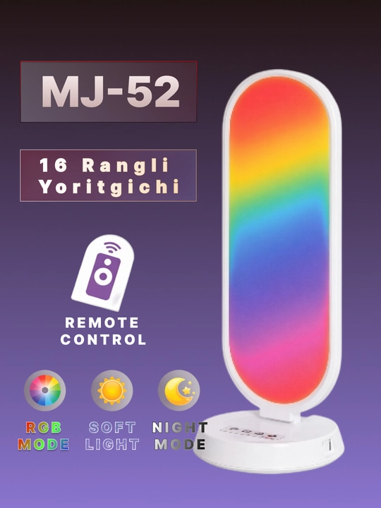 MJ-52 RGB stol chirog‘i, 16 rangli LED lamp, pult bilan - 