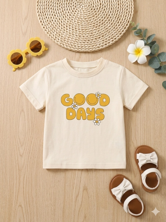 Bolalar uchun paxtali futbolka "Good Days" printi bilan