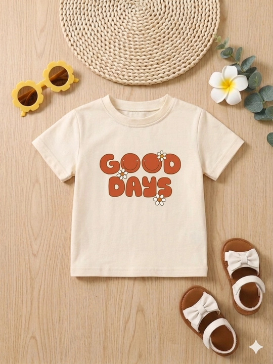 Bolalar uchun paxtali futbolka "Good Days" printi bilan