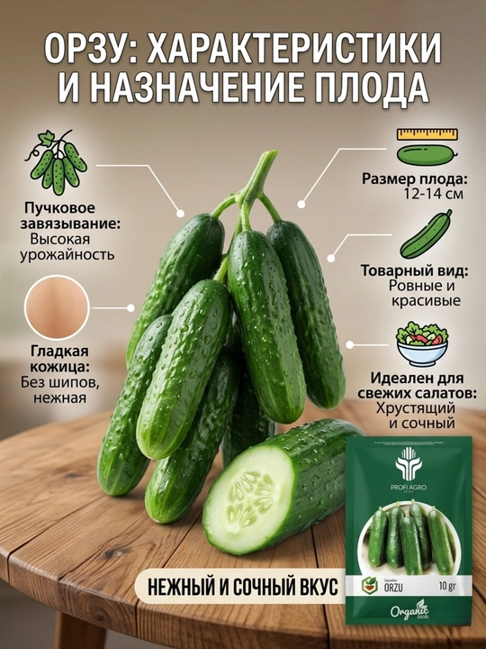 Семена огурца ORZU F1 (Партенокарпик), 10 г, для теплиц и открытого грунта