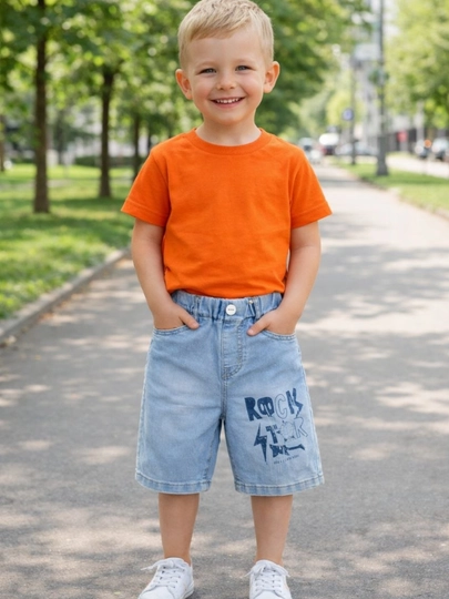 Шорты детские для мальчика, джинсовые шорты, х/б деним, 4-8лет — PROKIDS-21691-МЕНТОЛ-4 года
