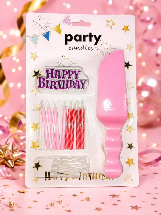 Набор свечей для торта «Happy Birthday» + нож для торта - 