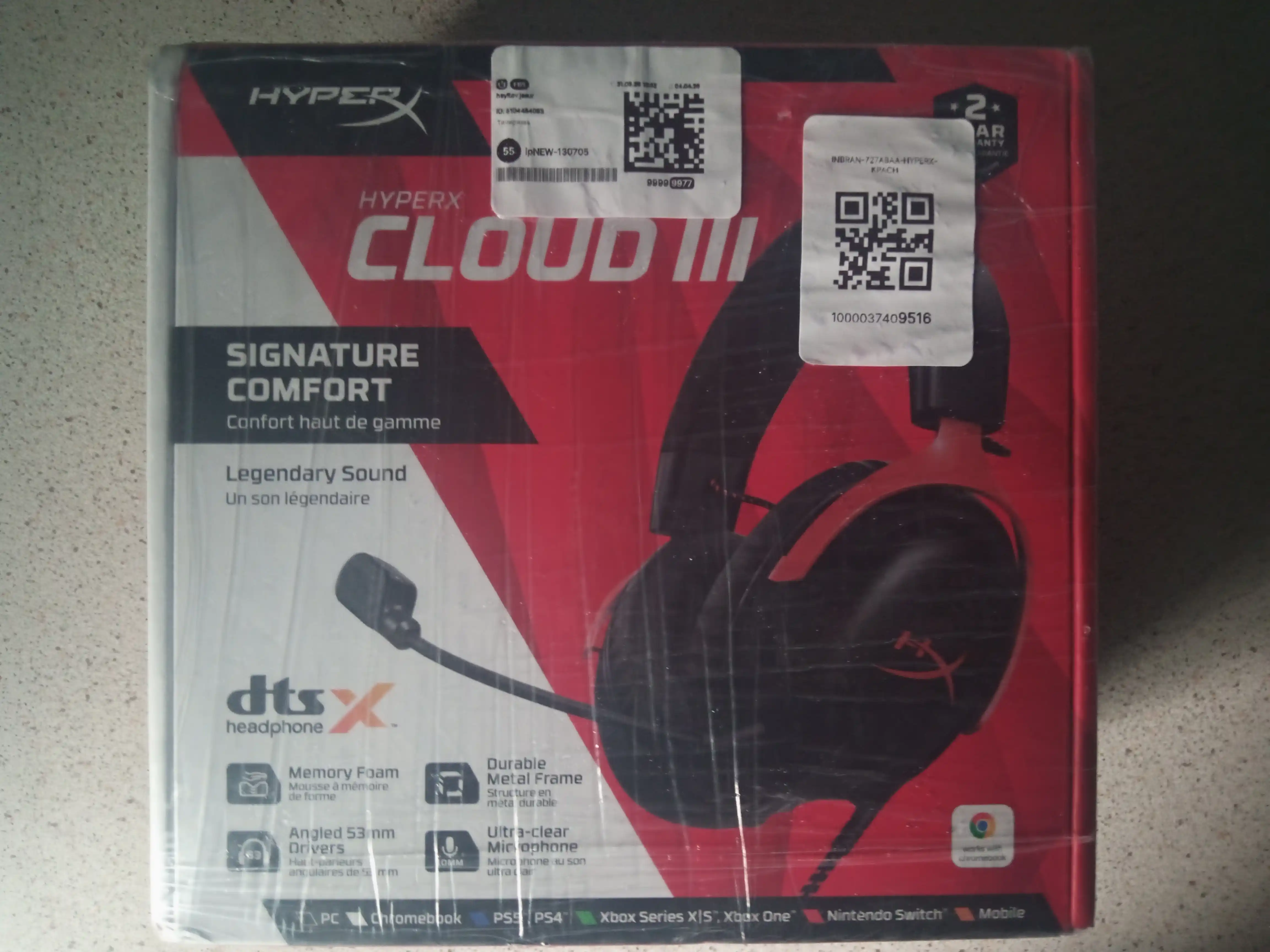 Oyin simli quloqchinlari HyperX Cloud III 7.1, oyin eshitish vositasi 727A8AA 727A9AA
