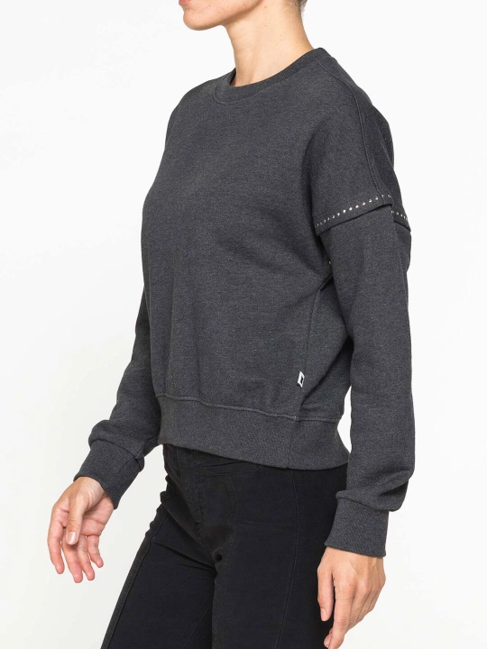 Ayollar svitshoti Carrera Jeans erkin, 100% paxta, yenglarda dekorativ bezaklar