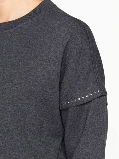 Ayollar svitshoti Carrera Jeans erkin, 100% paxta, yenglarda dekorativ bezaklar