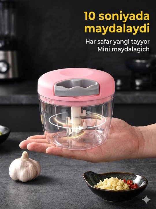 Sabzavot, meva va go‘shtni maydalash uchun qo‘lda ishlatiladigan mini-blender 900 ML - 
