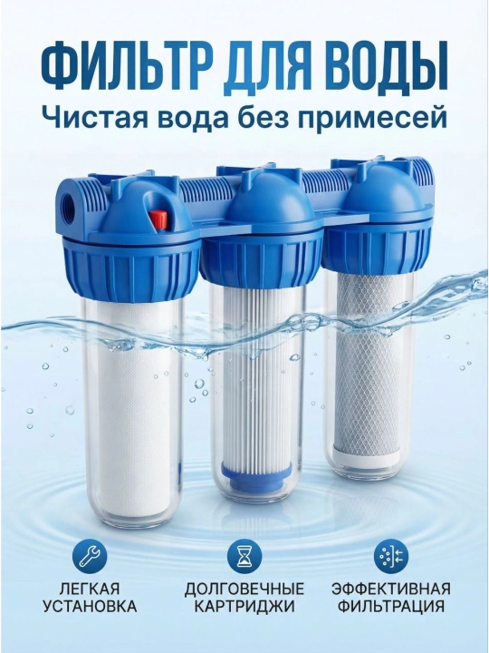 Фильтр для воды, трехступенчатый основной фильтр, фильтр для очистки воды - 