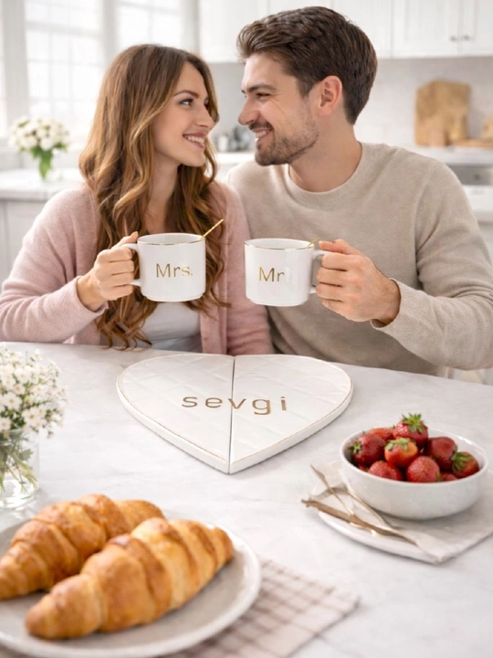 Sovg'a uchun chashkalar to'plami,''Mr va Mrs'',yurak dizayn,tasodifiy tanlash - 