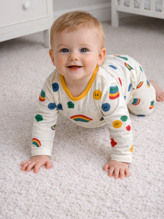 Bola pijama set kamalak print uy kiyimi yumshoq qulay yozgi kiyim