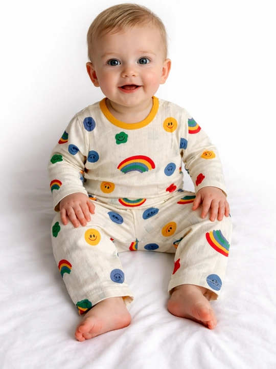 Bola pijama set kamalak print uy kiyimi yumshoq qulay yozgi kiyim