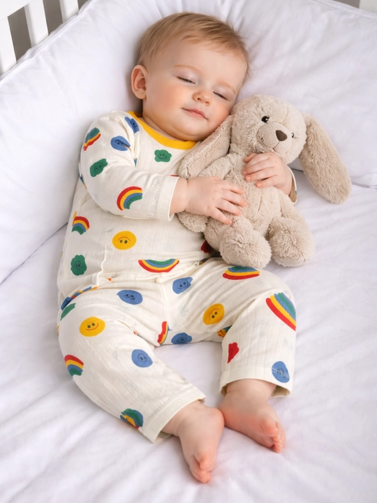 Bola pijama set kamalak print uy kiyimi yumshoq qulay yozgi kiyim