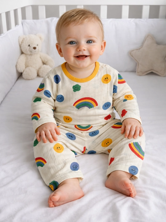 Bola pijama set kamalak print uy kiyimi yumshoq qulay yozgi kiyim