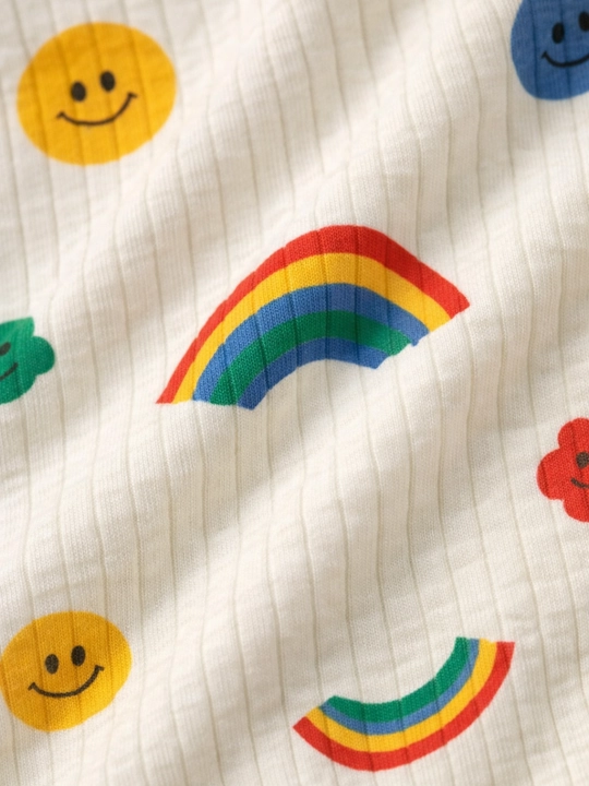 Bola pijama set kamalak print uy kiyimi yumshoq qulay yozgi kiyim