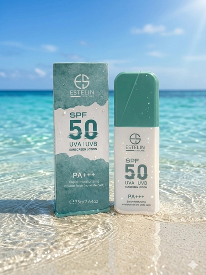 Солнцезащитный лосьон Estelin SPF 50, 90 PA+++, увлажняющий, лицо, тело, ниацинамид, 75 г