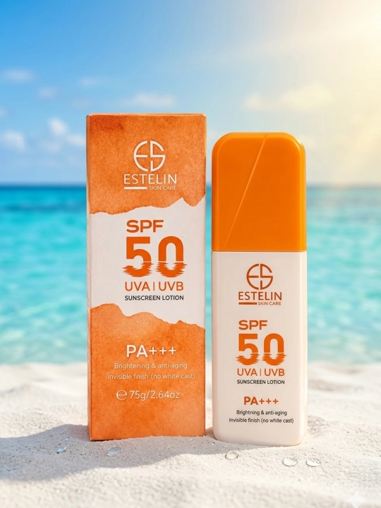Солнцезащитный лосьон Estelin SPF 50, 90 PA+++, увлажняющий, лицо, тело, ниацинамид, 75 г