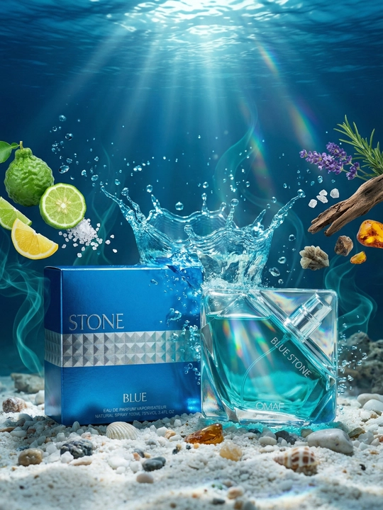Erkaklar atiri Omaf Stone Silver/Blue, sovuq metallik va yog'ochsimon ohanglar