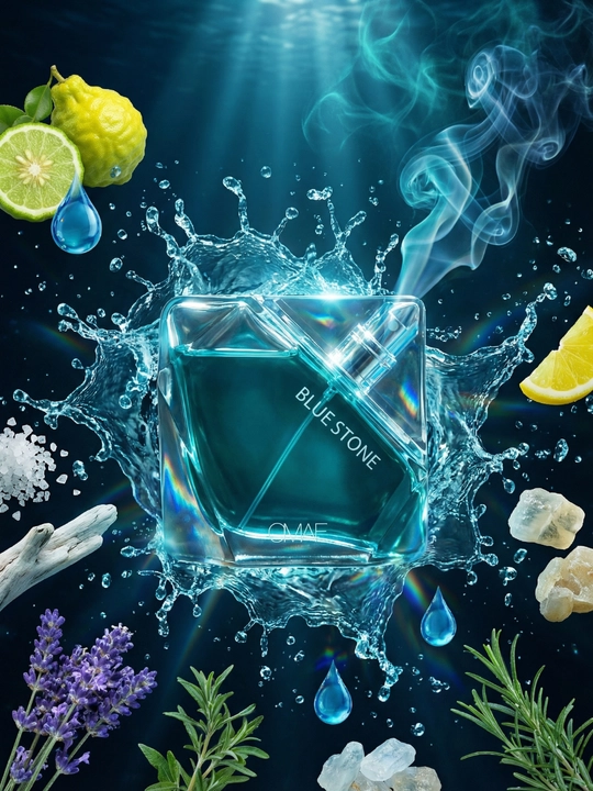 Erkaklar atiri Omaf Stone Silver/Blue, sovuq metallik va yog'ochsimon ohanglar