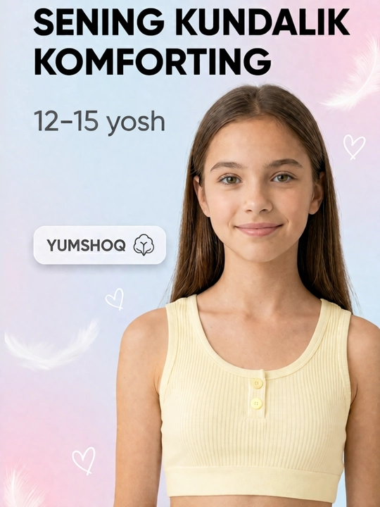 Топ для девочек-подростков из хлопка, удобное бра на каждый день, 12-15 лет - 