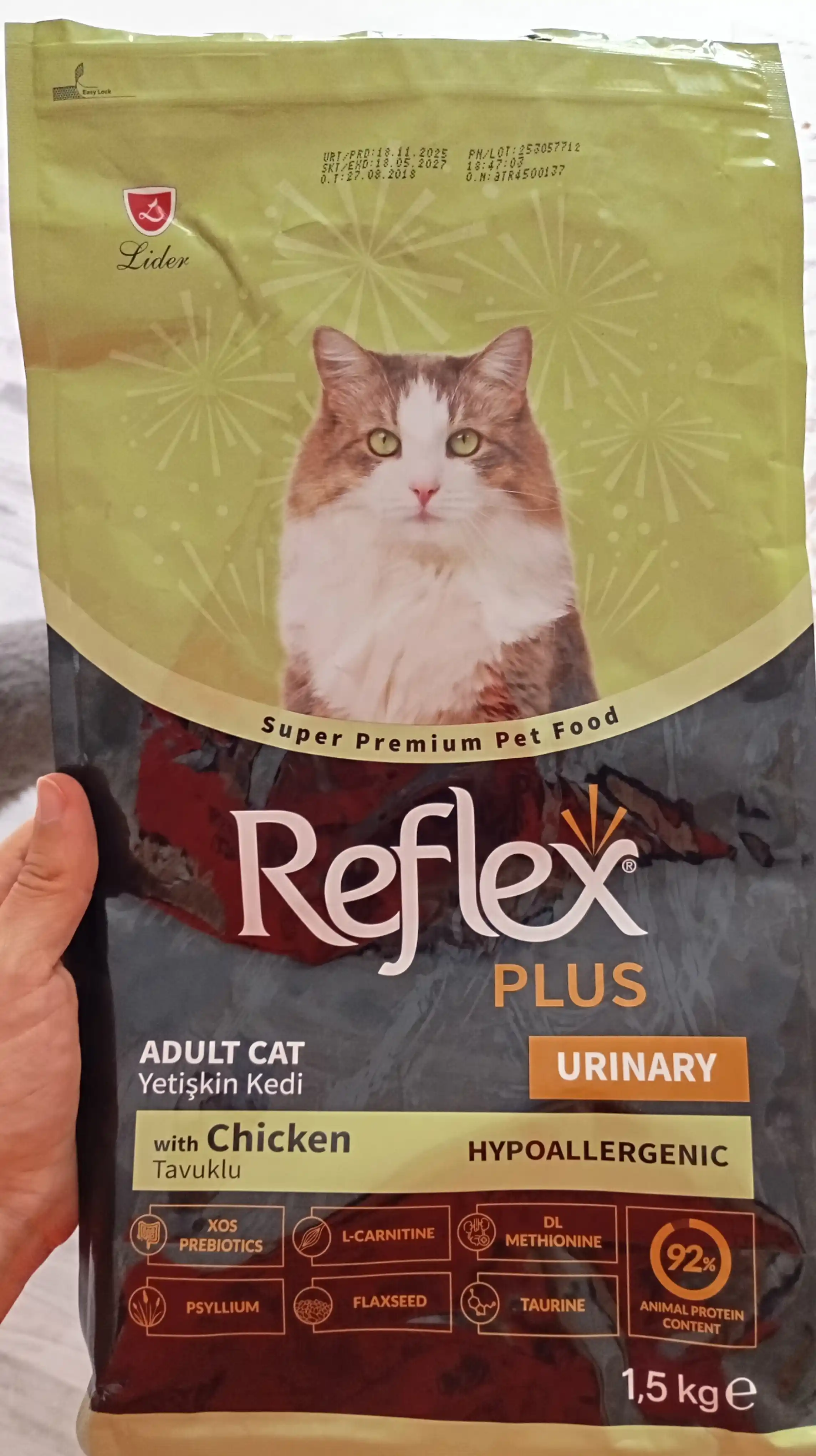 Reflex Plus Urinary – mushuklarda siydik-tosh kasalligining oldini olish uchun, 1.5 kg