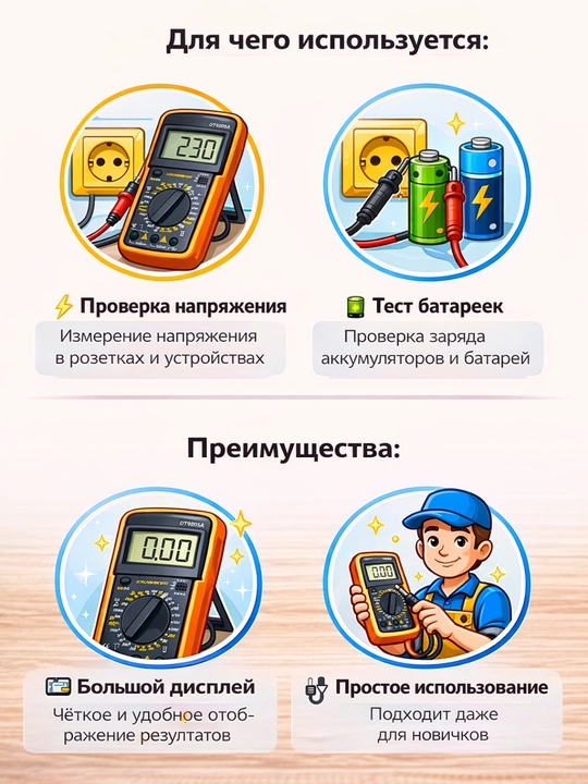 Цифровой мультиметр универсальный — измерение напряжения, тока и сопротивления
