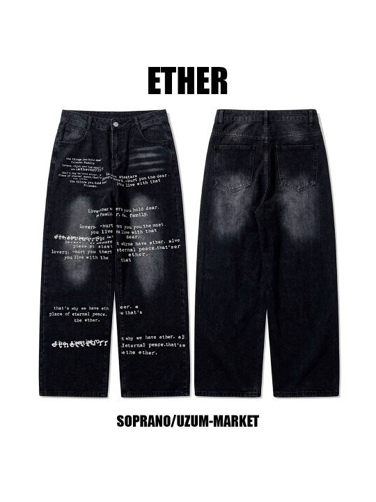 ETHER keng baggy jinsilar, erkaklar, ayollar va o‘smirlar uchun, o‘lchamlar S–XXXL - 