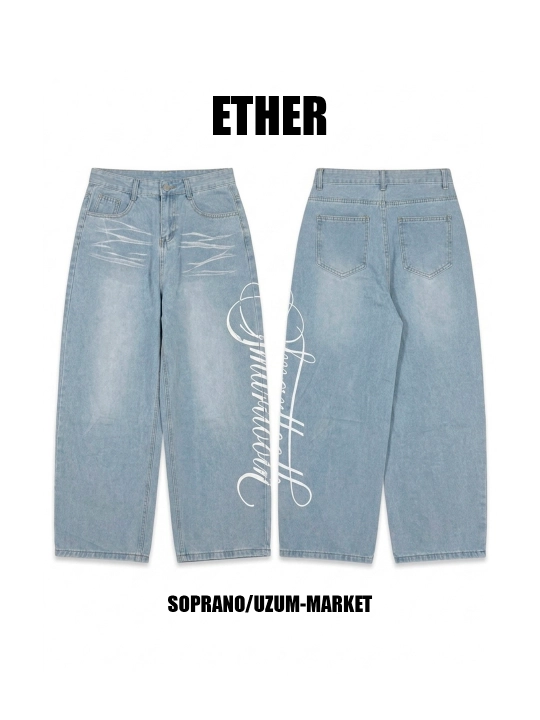 ETHER keng baggy jinsilar, erkaklar, ayollar va o‘smirlar uchun, o‘lchamlar S–XXXL - 