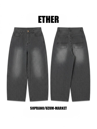 Keng baggi jinsi ETHER, erkaklar va ayollar va o‘smirlar uchun, M-3XL o‘lchamlari - 