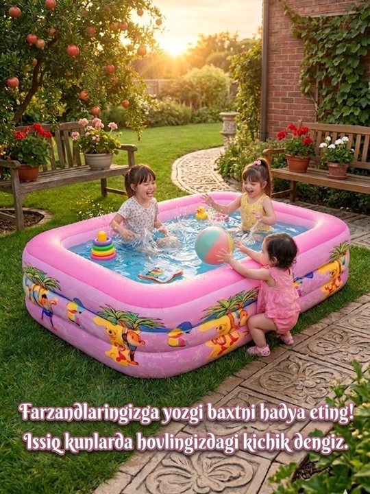 Bolalar uchun puflanadigan basseyn, 150×100×35 sm - 