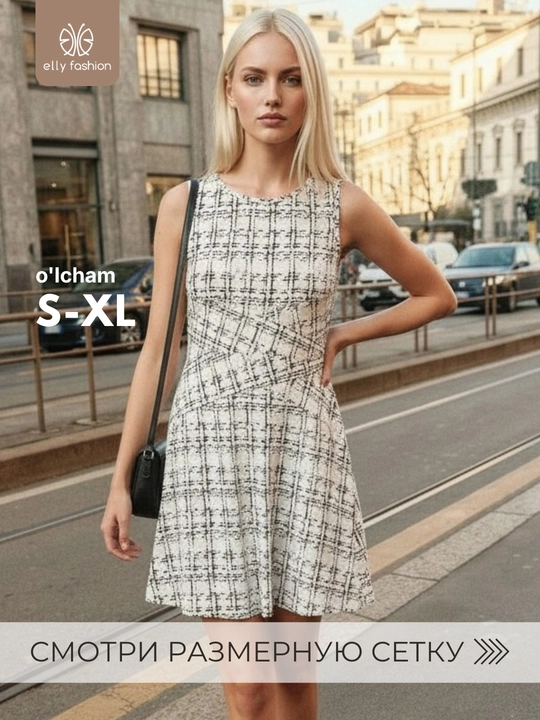 Yozgi qizlar ko‘ylagi, bichimli, yozgi ayollar libosi, yengsiz - ELLY FASHION - 