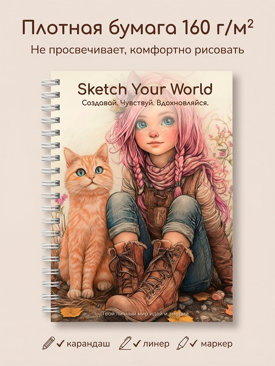 Скетчбук для рисования, блокнот для рисования A4 и A5, 160 г/м², 35 листов, на пружине