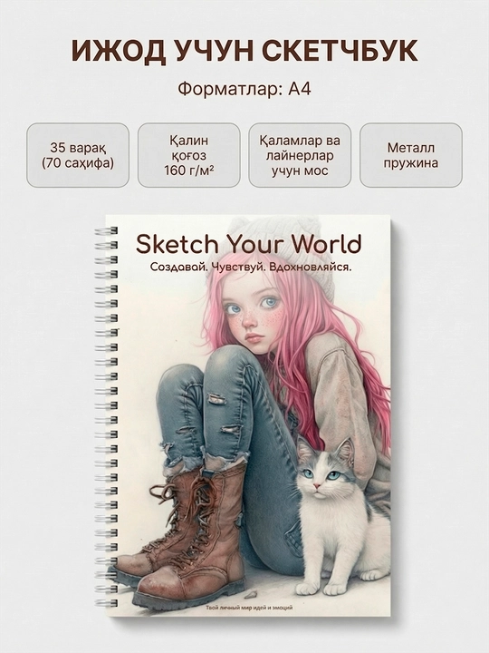 Скетчбук для рисования, блокнот для рисования A4 и A5, 160 г/м², 35 листов, на пружине