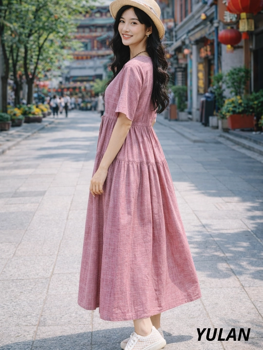 Женское платье, хлопок + лен, летнее, oversize, 48–54, французская длина, свободное, повседневное
