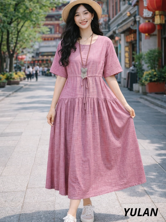 Женское платье, хлопок + лен, летнее, oversize, 48–54, французская длина, свободное, повседневное