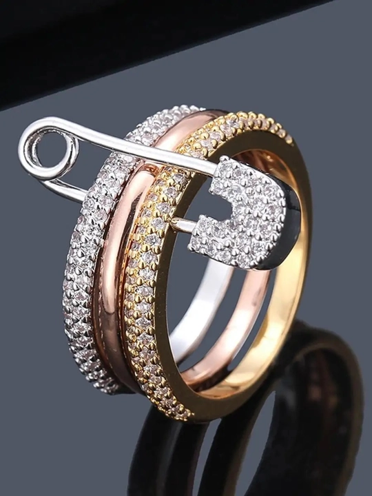 Safety Pin 3 qatlamli to‘g‘nog‘ichli uzuk, ayollar uzuklari, qizlar uchun uzuklar