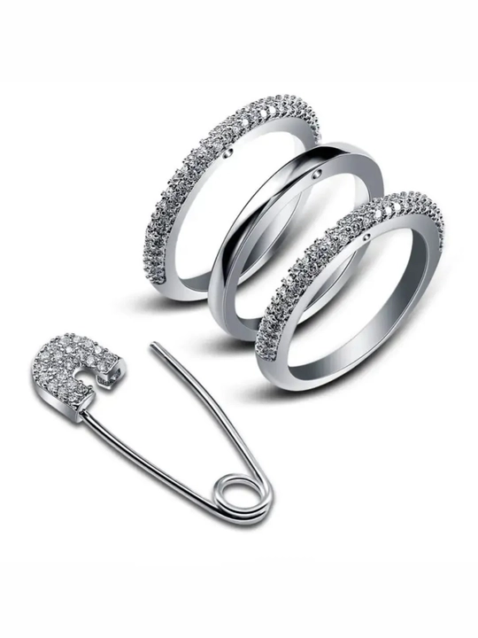 Safety Pin 3 qatlamli to‘g‘nog‘ichli uzuk, ayollar uzuklari, qizlar uchun uzuklar