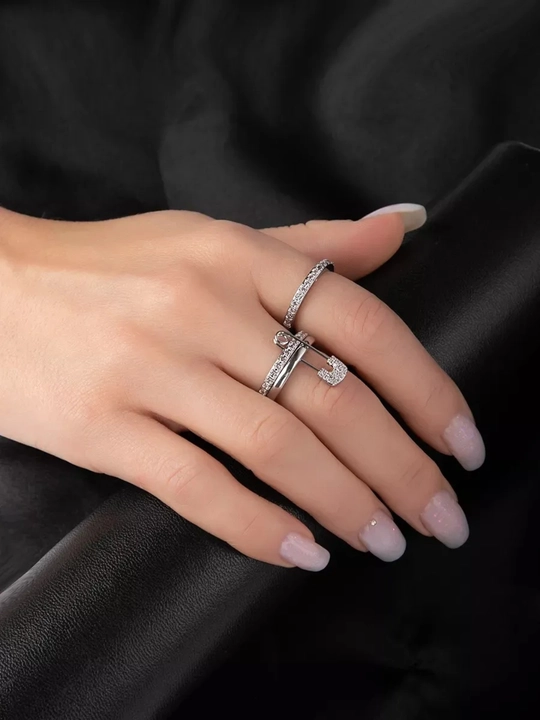 Safety Pin 3 qatlamli to‘g‘nog‘ichli uzuk, ayollar uzuklari, qizlar uchun uzuklar