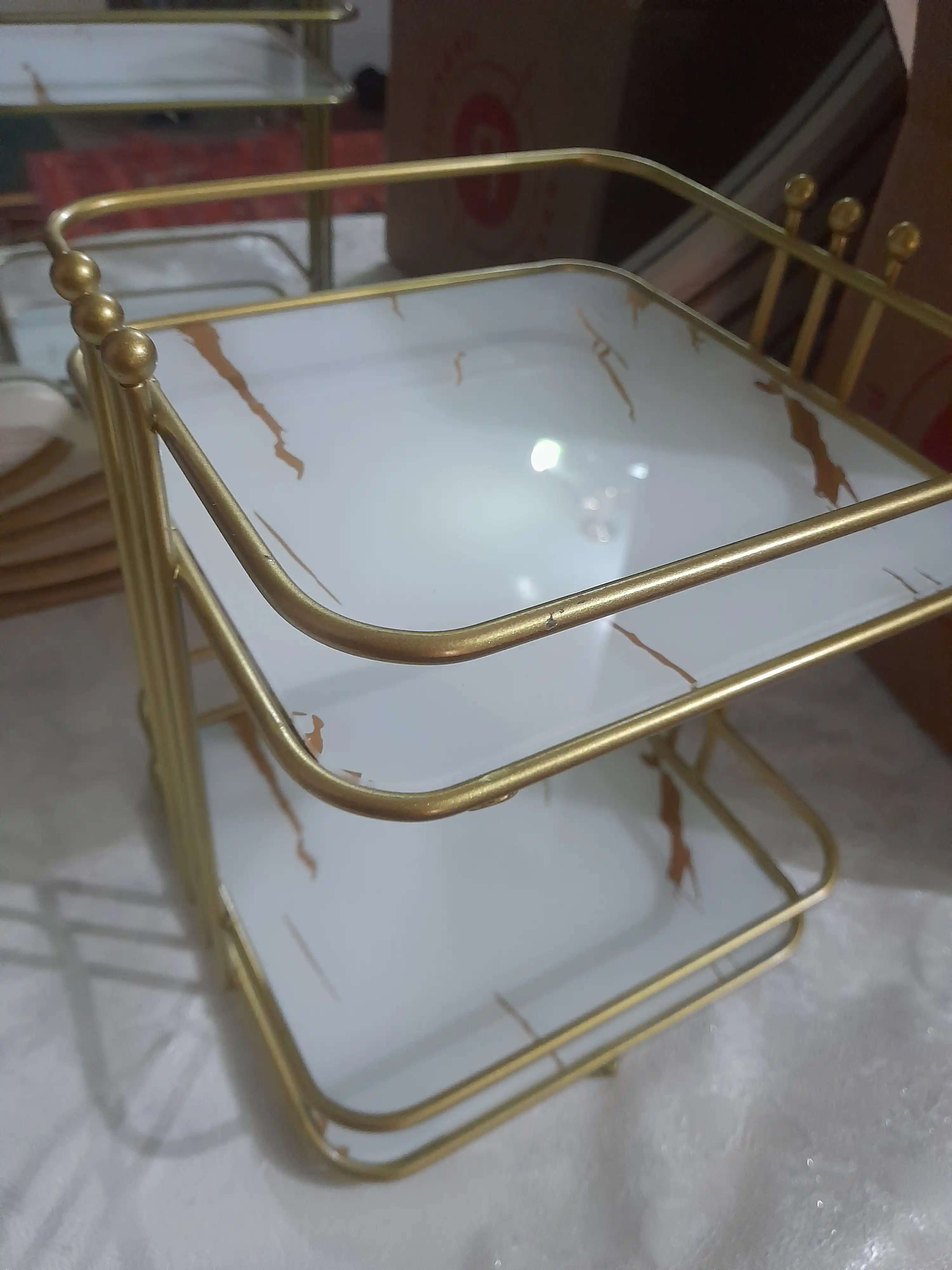 Органайзер для косметики, 2 яруса, со стеклянными полками, золотистый