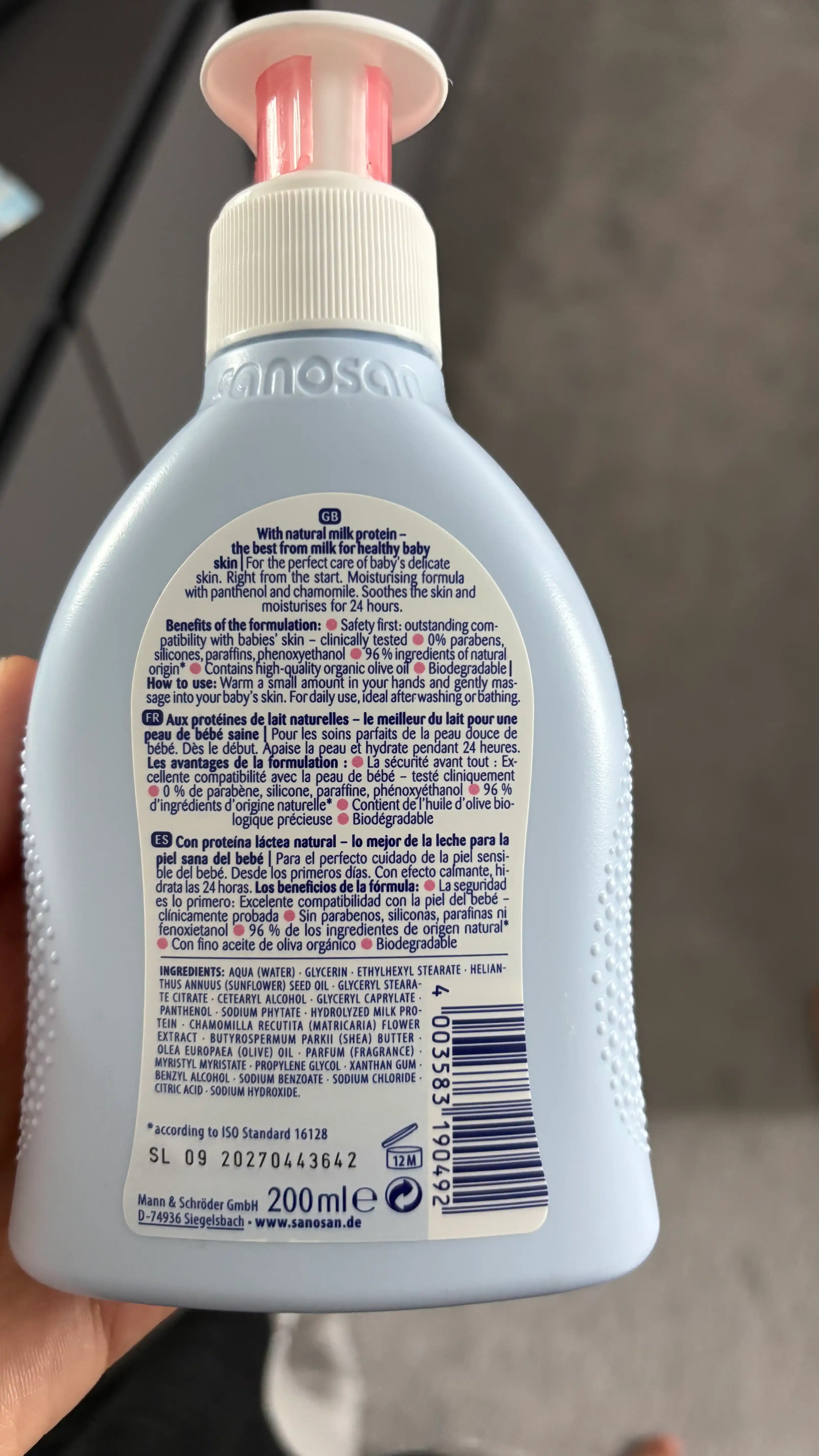 Лосьон для тела Sanosan Baby Care увлажняющий 0м+ 200 мл