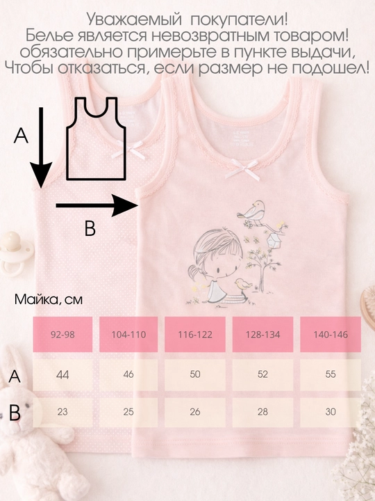 Набор нижнего белья для девочек, 2 и 4 предмета, 2–11 лет, майки и трусики